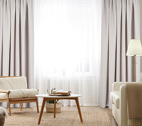 Штора Димаут Рогожка с креплением Кулиса с гребешком v02 блэкаут