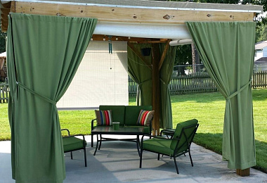 Уличные зеленые шторы – Вельвет-ПРО