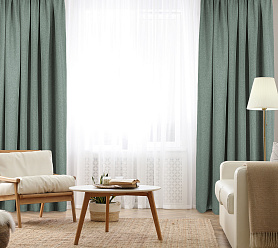 Штора Димаут Рогожка с креплением Шторная тесьма v14 блэкаут