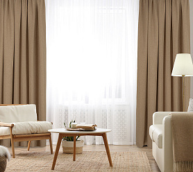 Штора Димаут Рогожка с креплением Петли v06 блэкаут