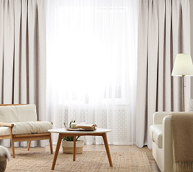 Штора Димаут Рогожка с креплением Кулиса с гребешком v01 блэкаут