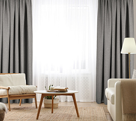 Штора Димаут Рогожка с креплением Петли с липучкой v12 блэкаут