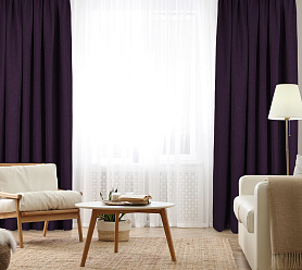 Штора Димаут Рогожка с креплением Шторная тесьма v28 блэкаут