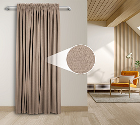 Штора Премиум Рогожка v03 с креплением Кулиса с гребешком блэкаут