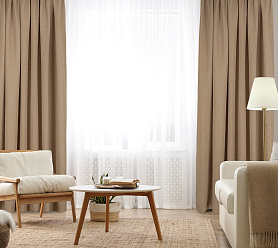 Штора Димаут Рогожка с креплением Кулиса v05 блэкаут