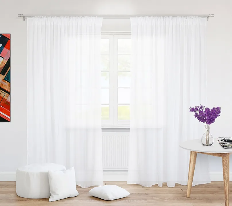 Вуаль однотонная белая на кулиске. Фото 2