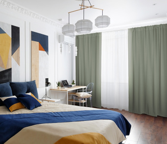 Шторы Премиум зеленые на кулиске. Фото 1