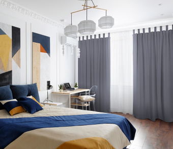 Шторы Премиум серые на петлях на липучках. Фото 1