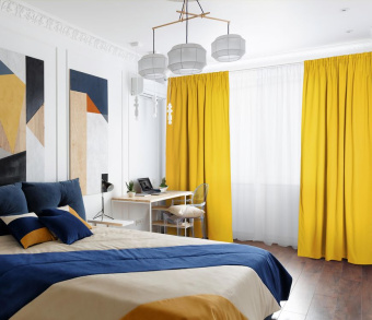 Шторы Стандарт желтые на тесьме. Фото 2