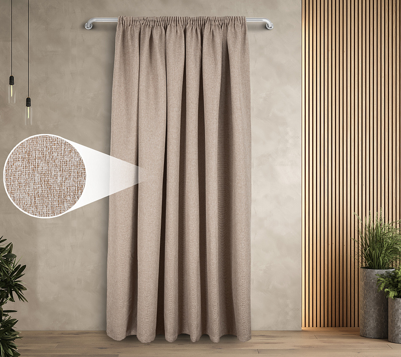 Штора Димаут Рогожка с креплением Шторная тесьма v03. Фото 1