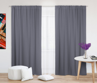 Шторы Премиум серые на кулиске. Фото 2