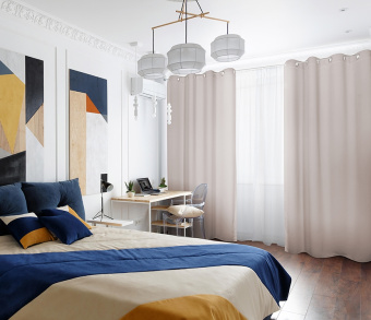 Шторы Премиум бежевые на люверсах. Фото 1