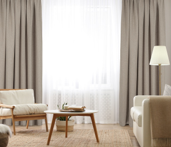 Штора Димаут Рогожка с креплением Шторная тесьма v08. Фото 2