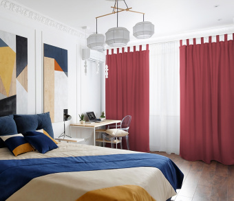 Шторы Премиум терракотовые на петлях на липучках. Фото 1