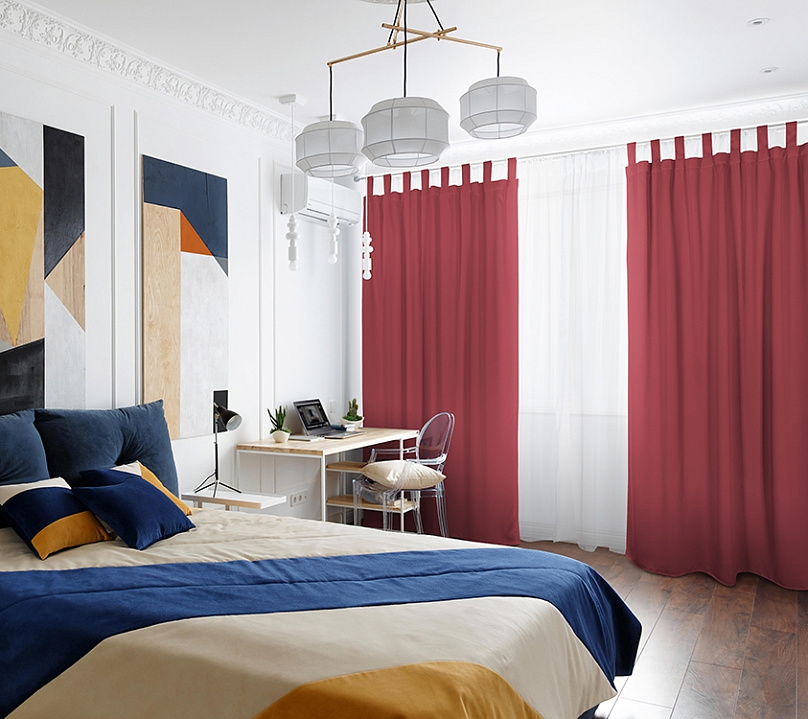 Шторы Премиум терракотовые на петлях на липучках. Фото 1