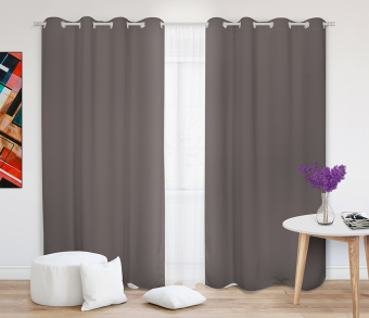 Шторы Премиум светло-коричневые на люверсах. Фото 2