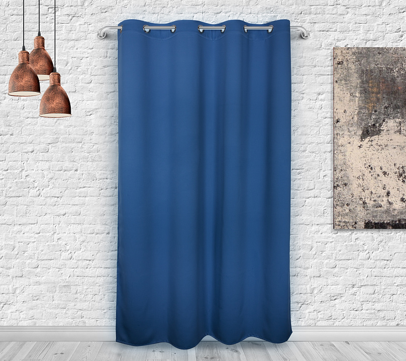 Шторы Премиум темно-синие на люверсах. Фото 3