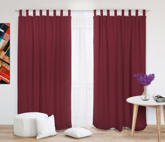 Шторы Премиум рубиновые на петлях без липучек. Фото 2
