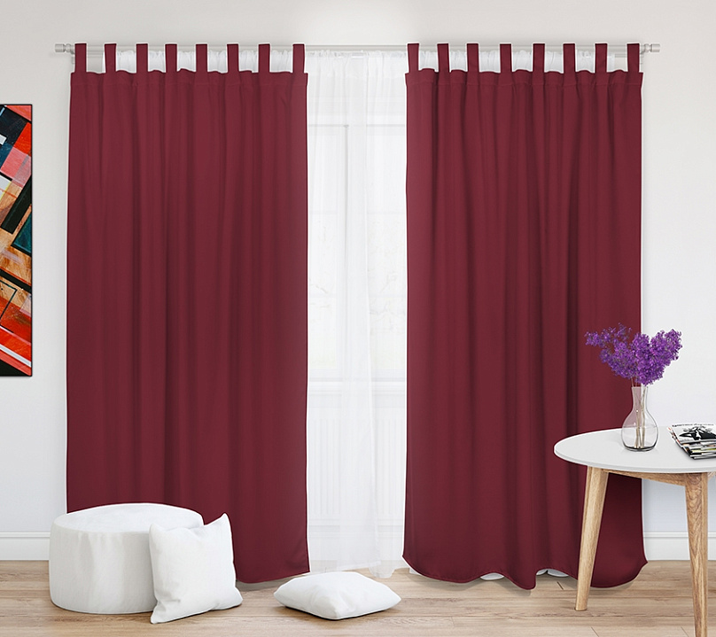 Шторы Премиум рубиновые на петлях без липучек. Фото 2