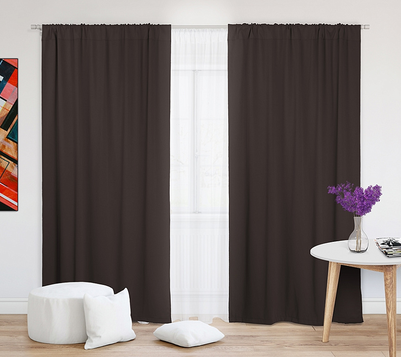 Шторы Премиум коричневые на кулиске. Фото 2
