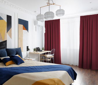 Шторы Премиум рубиновые на тесьме. Фото 1