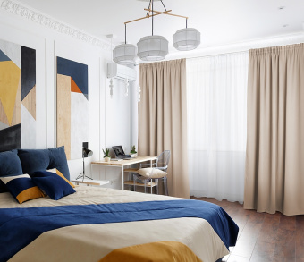 Шторы Премиум кремовые на тесьме. Фото 1