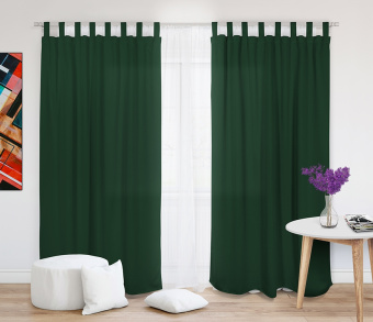 Шторы Стандарт зеленые на петлях без липучек. Фото 1