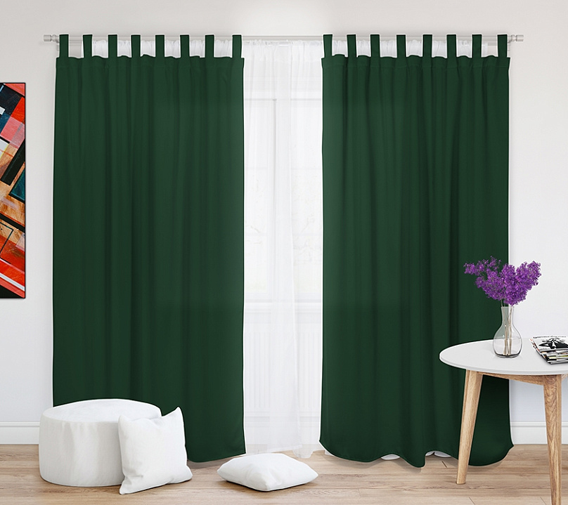 Шторы Стандарт зеленые на петлях без липучек. Фото 1