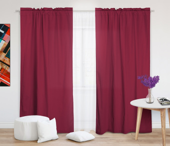 Шторы Стандарт бордовые на кулиске с гребешком. Фото 1