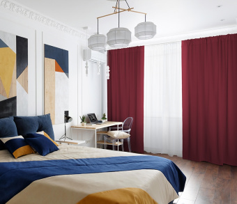 Шторы Премиум рубиновые на кулиске. Фото 1