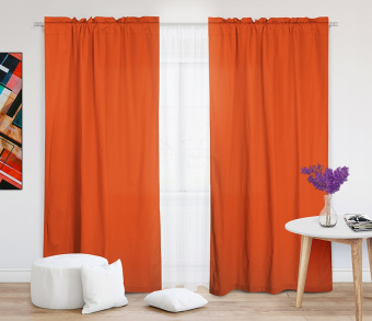 Шторы Эконом оранжевые на кулиске с гребешком. Фото 2