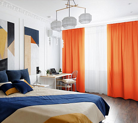 Шторы Стандарт оранжевые на кулиске в спальню и гостиную