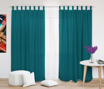 Шторы Стандарт изумрудные на петлях без липучек. Фото 1