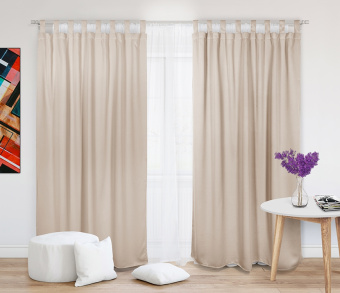 Шторы Премиум кремовые на петлях без липучек. Фото 2