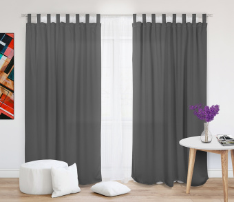 Шторы Стандарт серые на петлях без липучек. Фото 1