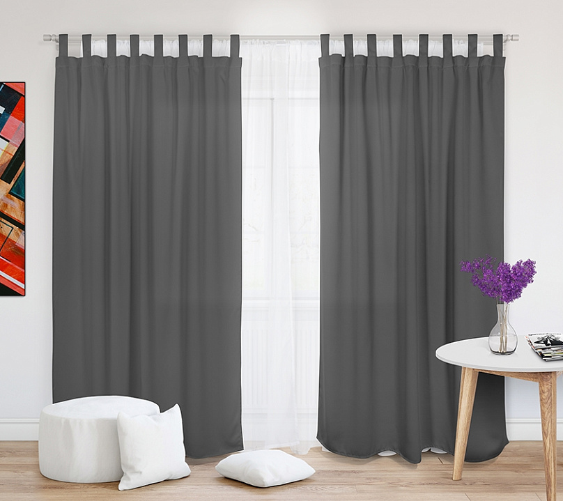Шторы Стандарт серые на петлях без липучек. Фото 1