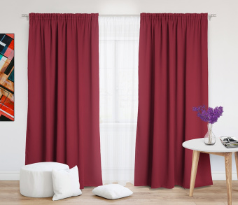 Шторы Премиум красные на тесьме. Фото 2