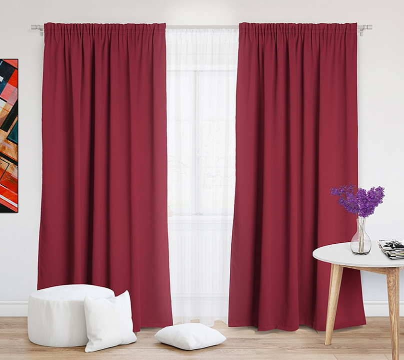 Шторы Премиум красные на тесьме. Фото 2