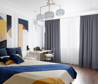 Шторы Премиум серые на тесьме. Фото 1