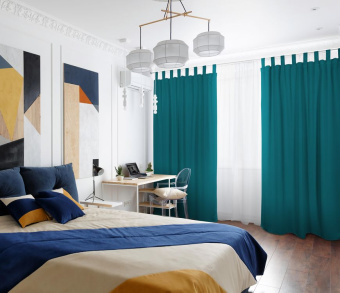 Шторы Стандарт изумрудные на петлях на липучках. Фото 2