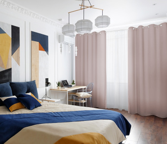 Шторы Премиум персиковые на люверсах. Фото 1