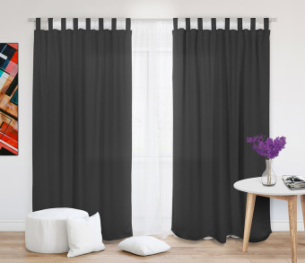 Шторы Стандарт темно-серые на петлях без липучек. Фото 1