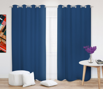 Шторы Премиум темно-синие на люверсах. Фото 2
