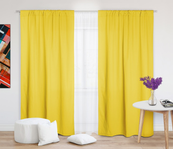 Шторы Эконом желтые на кулиске. Фото 2
