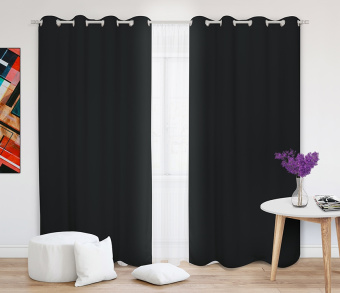 Шторы Премиум черные на люверсах. Фото 2