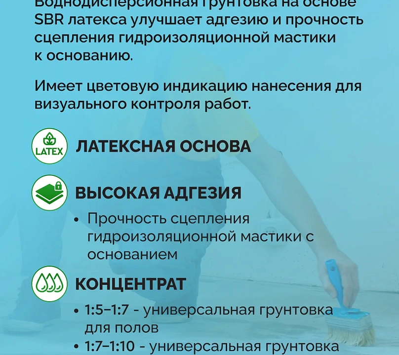 Грунт латексный для гидроизоляционных систем SIPP Primer SBR LATEX 5 кг