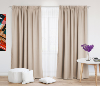Шторы Премиум кремовые на тесьме. Фото 2