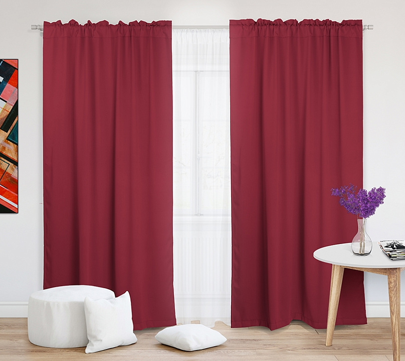 Шторы Премиум красные на кулиске с гребешком. Фото 2