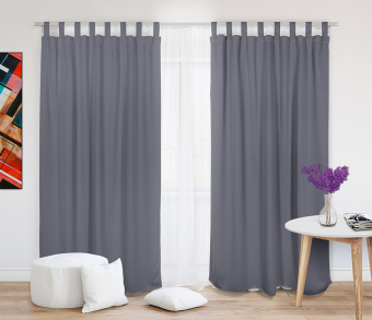 Шторы Премиум серые на петлях на липучках. Фото 2