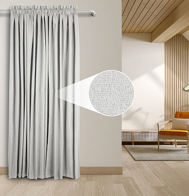 Штора Премиум Рогожка v01 с креплением Кулиса с гребешком блэкаут